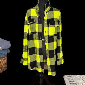 BP + Wildfang oversized neon flannel S